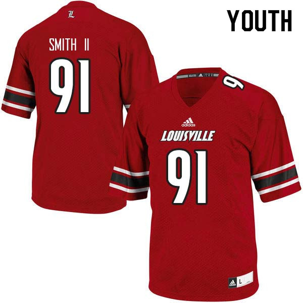 Youth Louisville Cardinals #91 Marcus Smith II College Football Jerseys Sale-Red